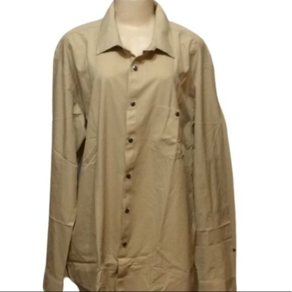 North End Men’s Tan Long Sleeve Button Down Shirt XXL sku5 - Picture 1 of 6